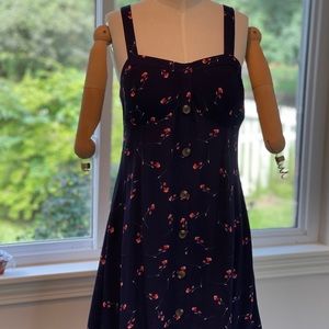 Free People Wallflower Navy Floral Dress Removable Pads Fit & Flare Size Large